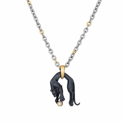 Collier Carrera y Carrera - Collier Panthère en or jaune, acier et diamants 58 Facettes G14123