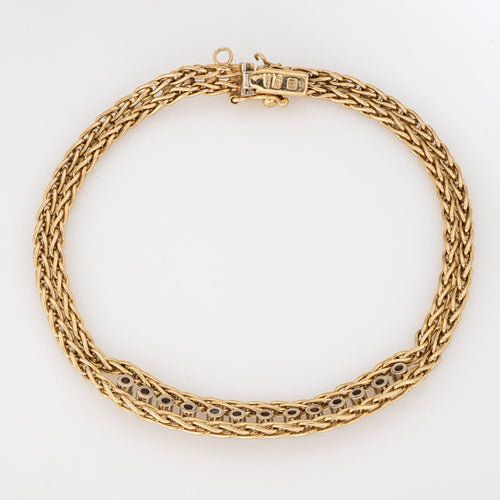 Bracelet Bracelet maille en or jaune 14 carats et diamants, années 1960 58 Facettes G14125