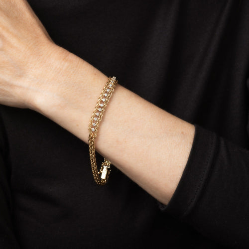 Bracelet Bracelet maille en or jaune 14 carats et diamants, années 1960 58 Facettes G14125