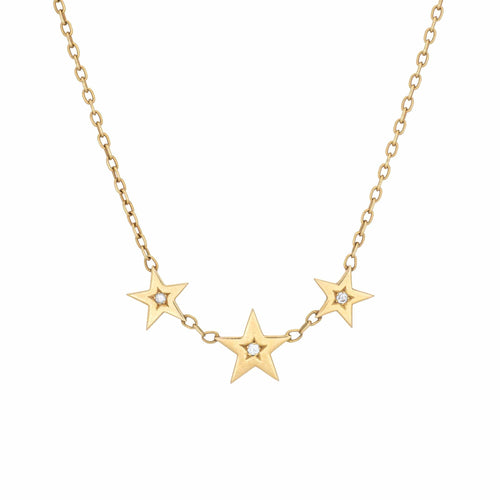 Collier Cartier - Collier vintage étoiles en or jaune 18 carats et diamants 58 Facettes G14127