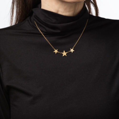 Collier Cartier - Collier vintage étoiles en or jaune 18 carats et diamants 58 Facettes G14127