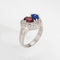 Bague Toi & Moi - Bague cœur en platine 900 avec diamants, saphir et grenat 58 Facettes G14133