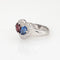 Bague Toi & Moi - Bague cœur en platine 900 avec diamants, saphir et grenat 58 Facettes G14133