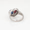 Bague Toi & Moi - Bague cœur en platine 900 avec diamants, saphir et grenat 58 Facettes G14133