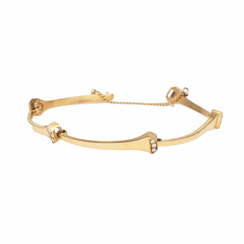 Bracelet Bracelet clouté vintage en or jaune 14 carats et diamants 58 Facettes G14189