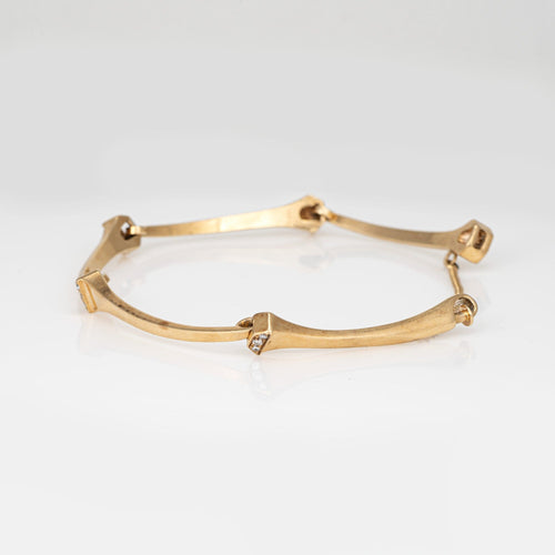 Bracelet Bracelet clouté vintage en or jaune 14 carats et diamants 58 Facettes G14189