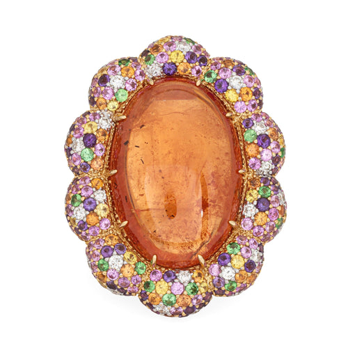 Bague 52 Margot McKinney - Bague cocktail en or jaune 18 carats, diamants et saphirs 58 Facettes G14194