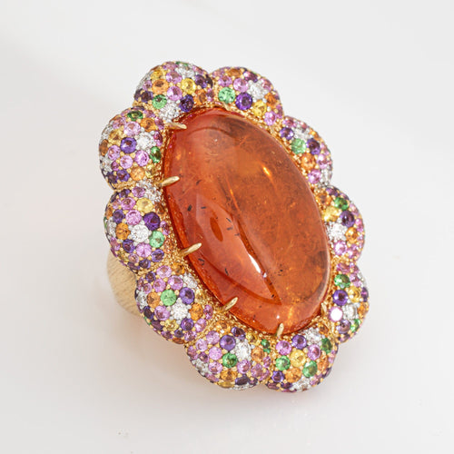 Bague 52 Margot McKinney - Bague cocktail en or jaune 18 carats, diamants et saphirs 58 Facettes G14194