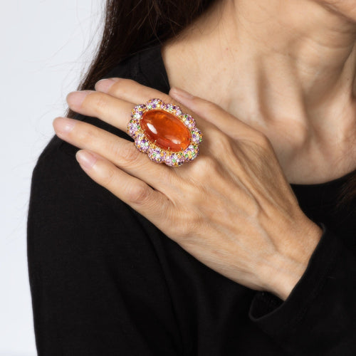 Bague 52 Margot McKinney - Bague cocktail en or jaune 18 carats, diamants et saphirs 58 Facettes G14194