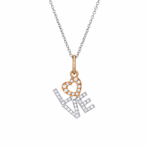 Collier Tiffany & Co Love - Collier avec pendentif diamants en or blanc et jaune 18 ct 58 Facettes G14198