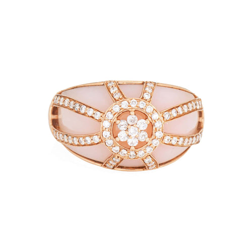 Bague 53 Bague en or rose 14 carats avec opale rose et diamants 58 Facettes G14219