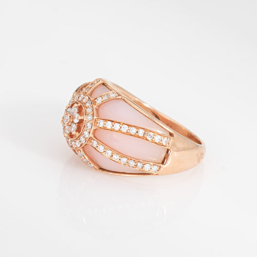 Bague 53 Bague en or rose 14 carats avec opale rose et diamants 58 Facettes G14219