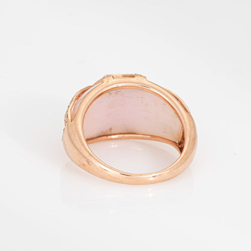 Bague 53 Bague en or rose 14 carats avec opale rose et diamants 58 Facettes G14219