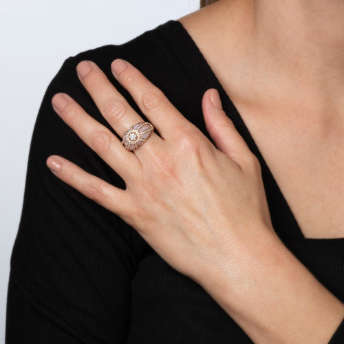 Bague 53 Bague en or rose 14 carats avec opale rose et diamants 58 Facettes G14219