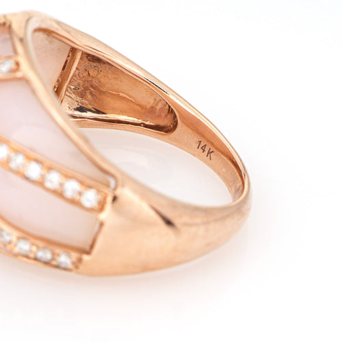 Bague 53 Bague en or rose 14 carats avec opale rose et diamants 58 Facettes G14219