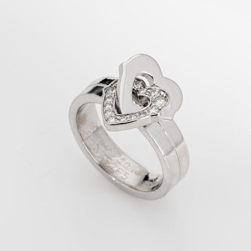 Bague 47 Cartier - Bague Double Cœur en or blanc et diamants 58 Facettes G7635