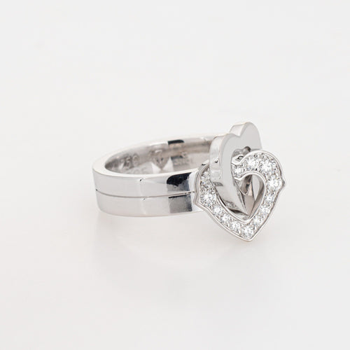 Bague 47 Cartier - Bague Double Cœur en or blanc et diamants 58 Facettes G7635