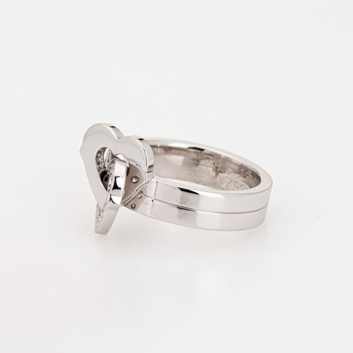 Bague 47 Cartier - Bague Double Cœur en or blanc et diamants 58 Facettes G7635