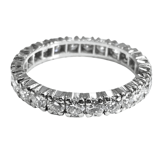 Bague 55 Alliance en or blanc ornée de 24 diamants 58 Facettes AB315