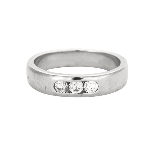 Bague 54 Bague jonc or gris avec diamants 58 Facettes GU43