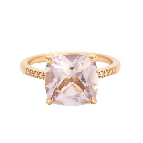 Bague 51 Bague en Or jaune, Quartz rose et Diamants 58 Facettes DV0624-29-51-2