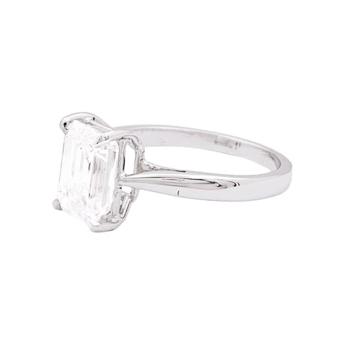Bague 54 Bague solitaire - Diamant taille émeraude en or blanc 58 Facettes 33927