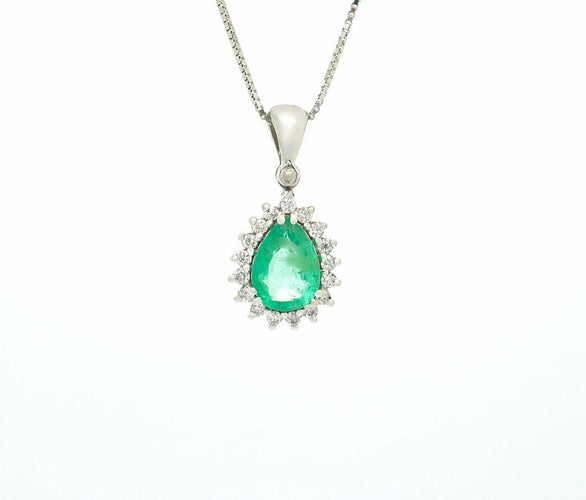 Collier Collier - Émeraude du Brésil et diamants en or blanc 18 ct 58 Facettes 11392