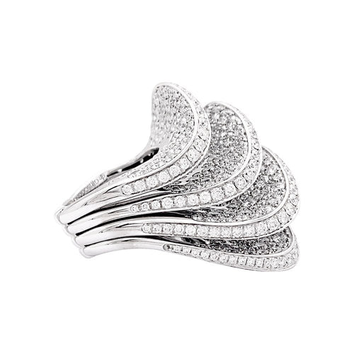 Bague 53 De Grisogono Onde - Bague en or blanc pavée de diamants 58 Facettes 33895