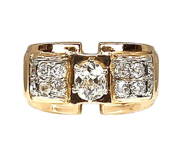 Bague 54 Bague Tank or jaune diamants 58 Facettes AB366