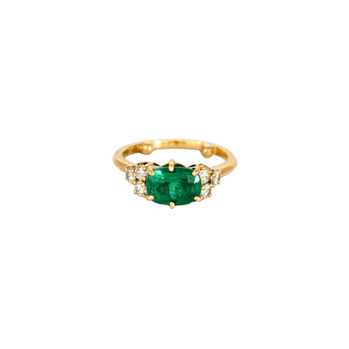 Bague 45 MELLERIO dits MELLER- Bague or jaune émeraude et diamants 58 Facettes