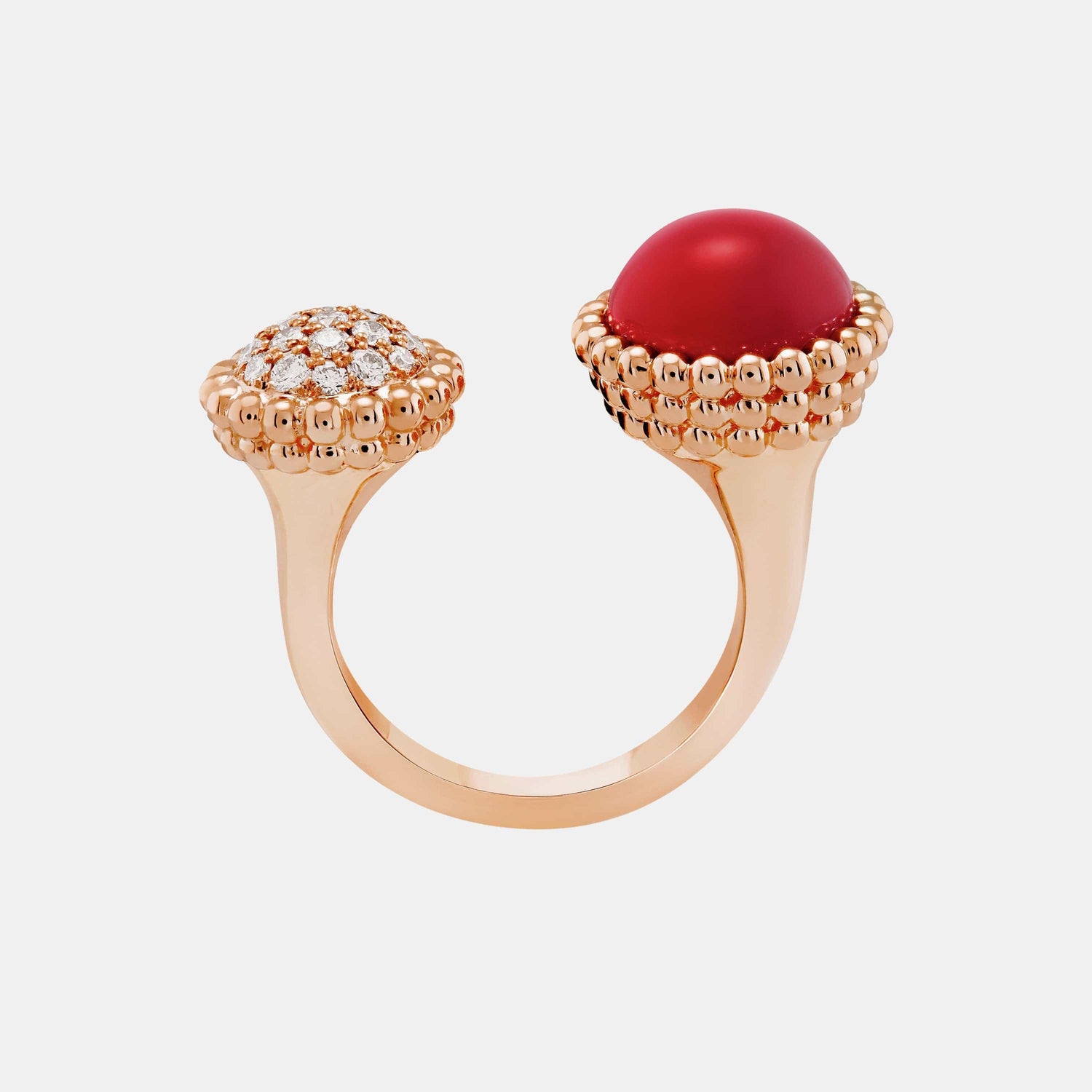 Bague Perlée Or rose Diamant 0.35ct