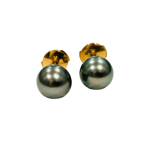 Boucles d'oreilles Boucles d'oreilles boutons perles de Tahiti or jaune 58 Facettes