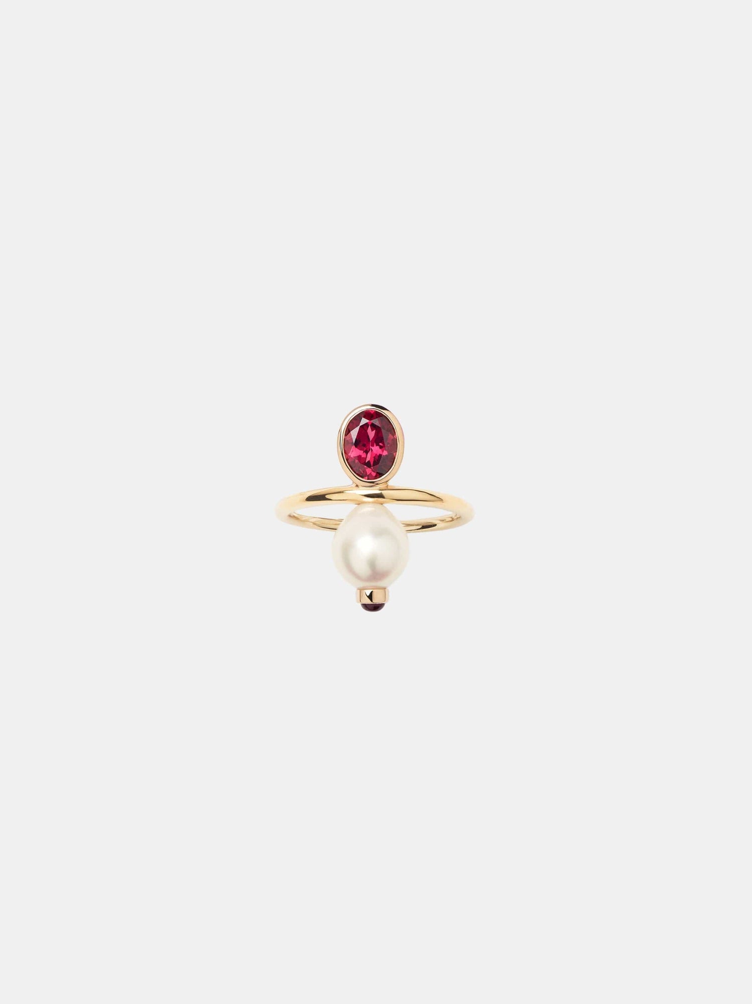 Bague Perles Précieuses Or jaune Rhodolite