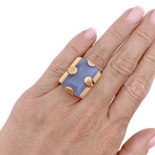 Bague 50 Bague « Tank » en or rose 750 ornée d’un jade lavande 58 Facettes 34753