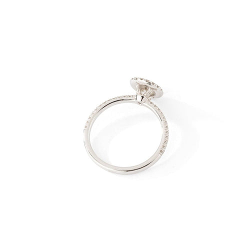 Bague 52 Bague de fiançailles halo en or blanc 18k et diamants 58 Facettes