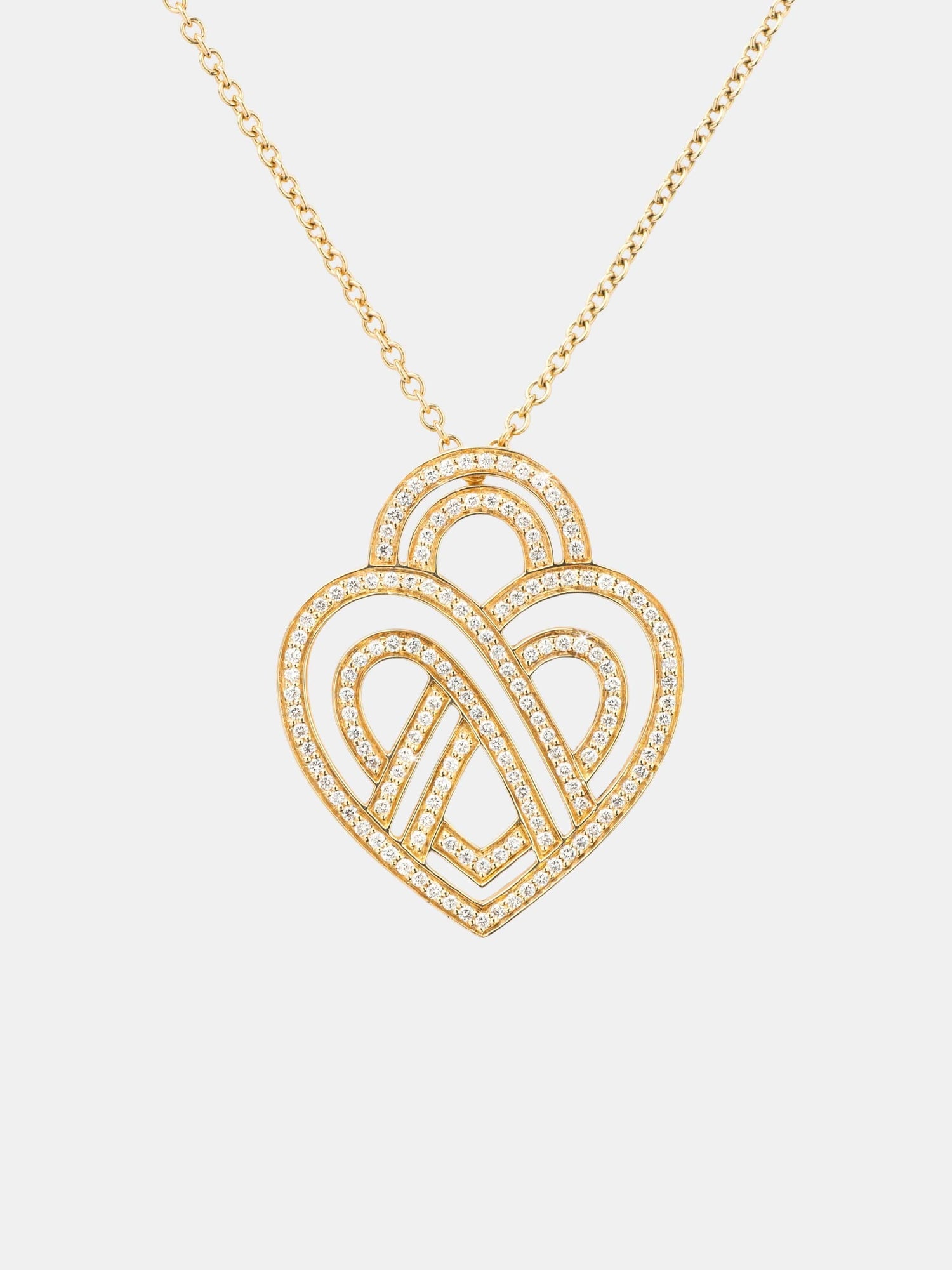 Collier Coeur Entrelacé Or jaune Diamant 0.6ct