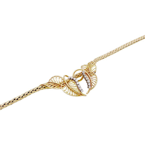 Collier Collier feuillages en or jaune et diamants 58 Facettes 35132