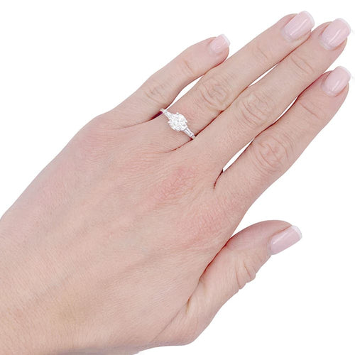 Bague 53 Bague solitaire en or blanc avec diamant 1,15 ct et diamants baguette 58 Facettes 32529