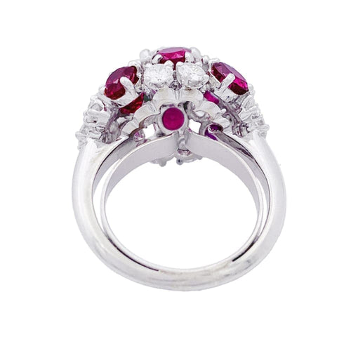 Bague 52 Bague en platine 950 sertie de diamants et rubis 58 Facettes 33584