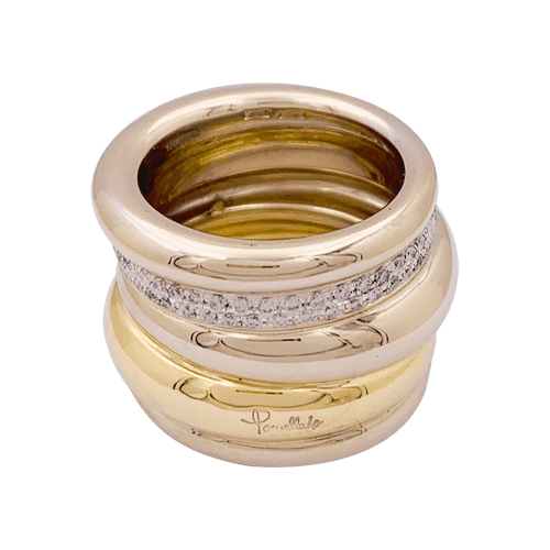 Bague 51 Pomellato Tubolare - Bague en or jaune et or blanc avec diamants 58 Facettes 34163