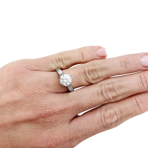 Bague 57 Solitaire - Bague en or blanc 750 avec diamant taille brillant 1,59 ct 58 Facettes 30745