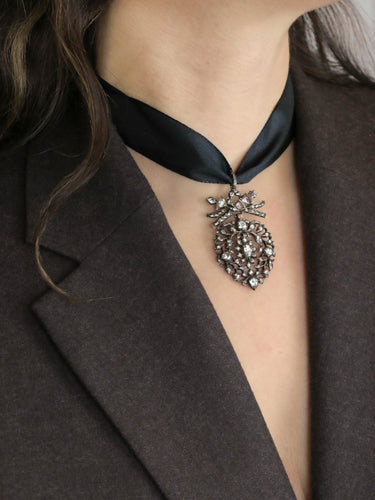 Pendentif Pendentif ancien cœur flamand en or, argent et diamants taille rose 58 Facettes 1113.6