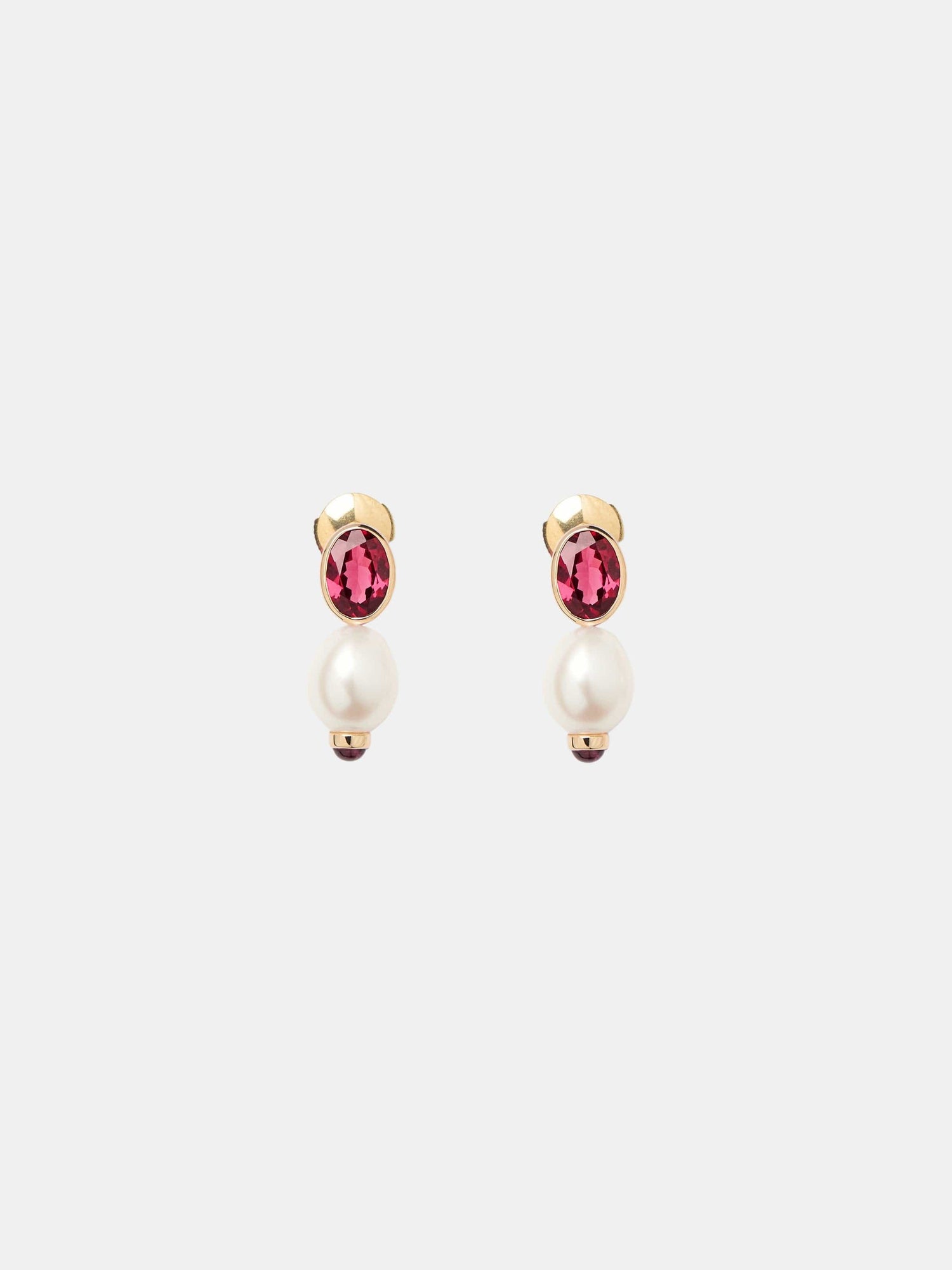 Boucles d'oreilles Perles Précieuses Or jaune Rhodolite 1.9ct