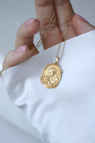 Pendentif Médaille - Médaille Vierge Marie « Virgo fidelis » en or jaune 18 kt 58 Facettes