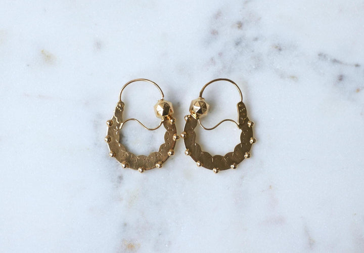 Boucles d'oreilles Boucles d’oreilles créoles savoyardes en or rose et jaune 18k 58 Facettes