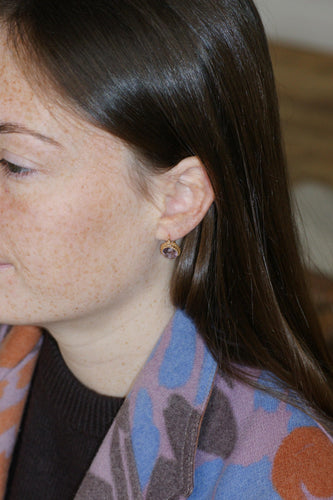 Boucles d'oreilles Boucles d’oreilles dormeuses en or jaune 18k, améthystes et diamants 58 Facettes