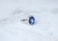 Bague 51 Bague Art déco en platine saphir de Ceylan non chauffé et diamants 58 Facettes
