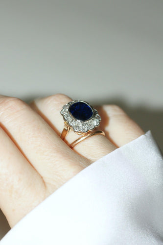 Bague 54 Bague Pompadour Art Déco en or rose 18k et platine, saphir et diamants 58 Facettes