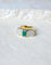 Bague 56 Bague vintage - Bague émeraude rectangulaire en or jaune et diamants 58 Facettes