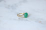 Bague 51 Bague Art Déco cabochon gravée en or jaune 18k, platine, émeraude et diamants 58 Facettes